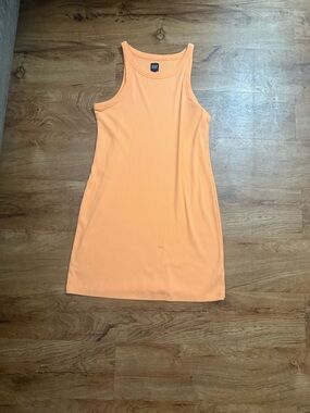 GAP Sleeveless Ribbed Tank Dress in Light Peach